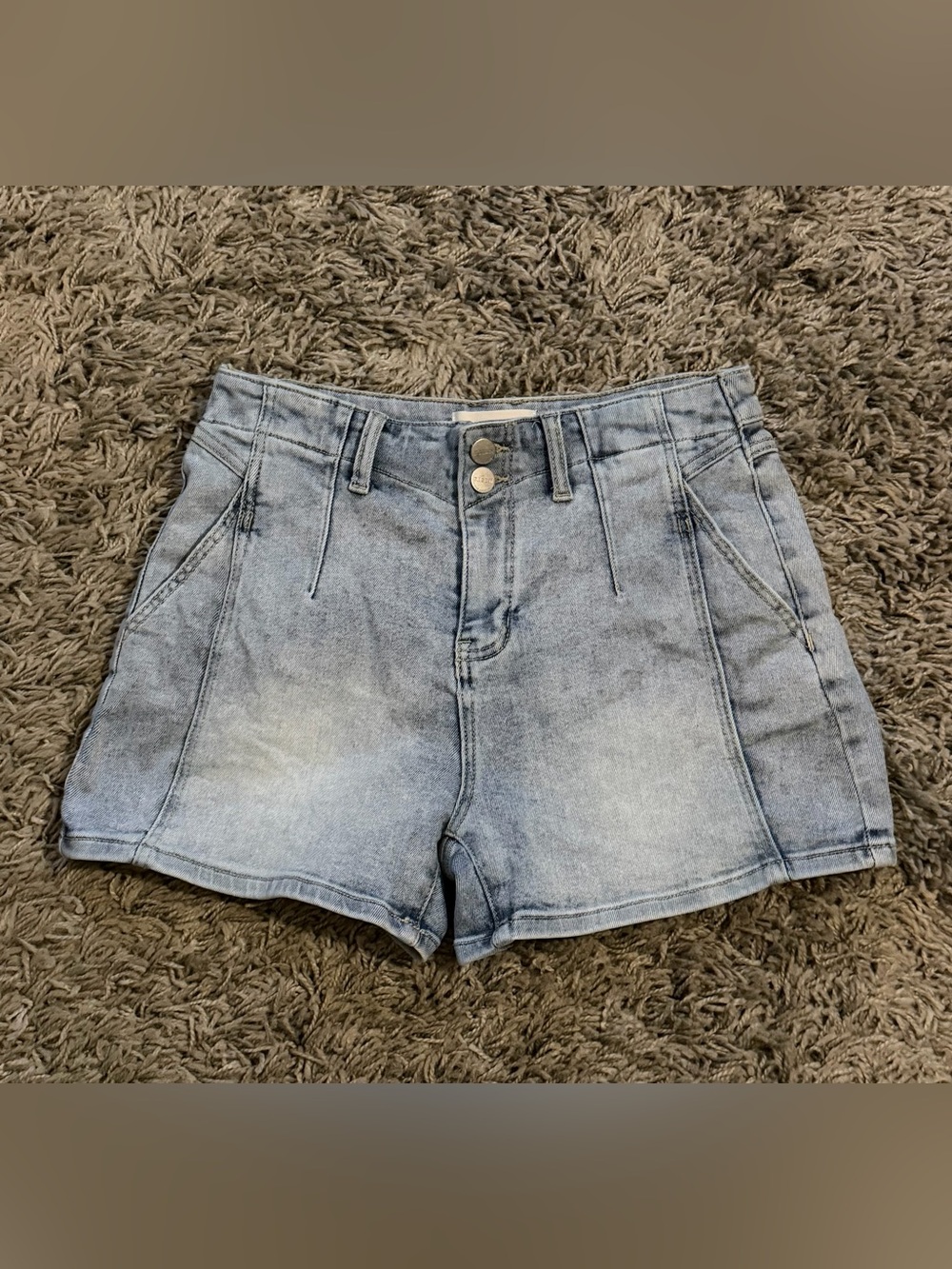 Risen High Rise Western Style Denim Shorts Light Wash Size Medium